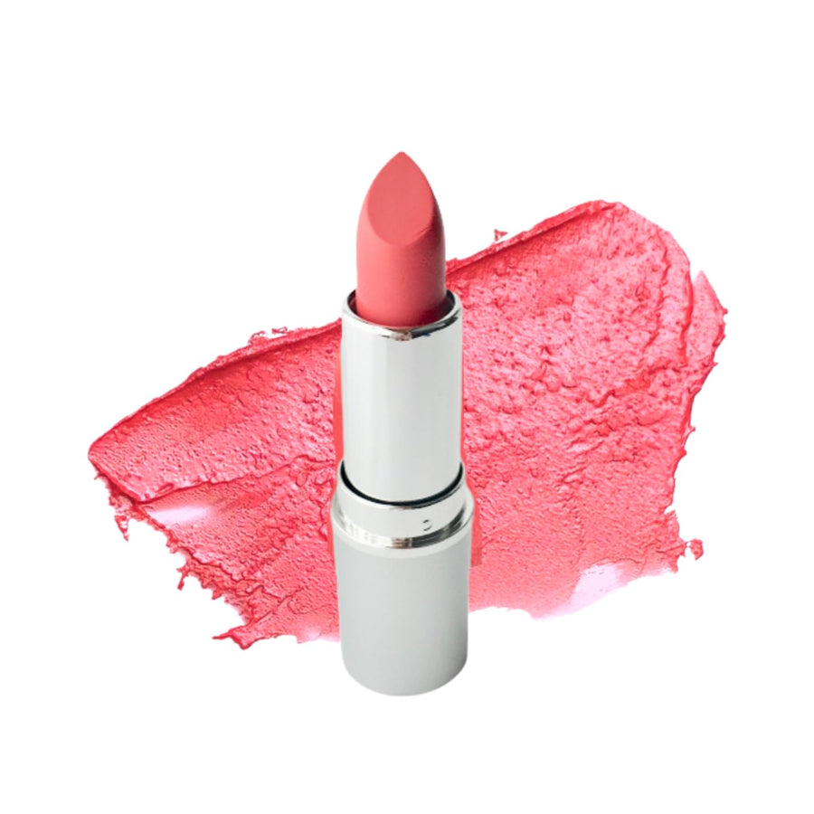 Truly Natural Long Lasting Lipstick, Bermuda, Matte Medium Coral Pink, Naturally Hydrating & Nourishing, Vegan, Gluten-Free & Cruelty-Free, 0.13 oz / 3.8 g