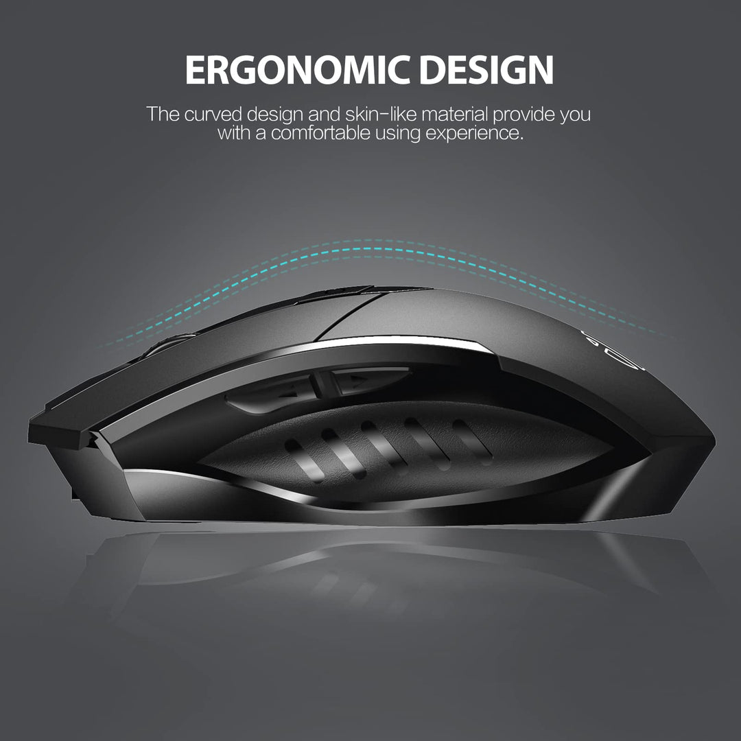 Bluetooth Wireless Mouse, 3 Modes Bluetooth 5.0&4.0 Mouse 2.4G Rechargeable Mouse with 6 Button, Upgraded Battery Level Visible Ergonomic Computer Mouse for Laptop, Mac, PC etc.