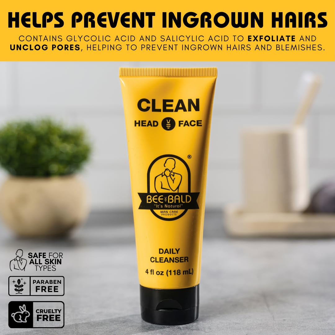 CLEAN Daily Cleanser for Face and Head, Premium Facial Cleanser for Men and Women, Refreshes and Thoroughly Cleans (4 fl Oz)