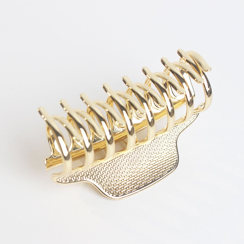 Women Lady Vintage Metal Claw Hair Clip Bath Shark Chuck Top Clip Hair Accessories for Thick Hair (Gold)