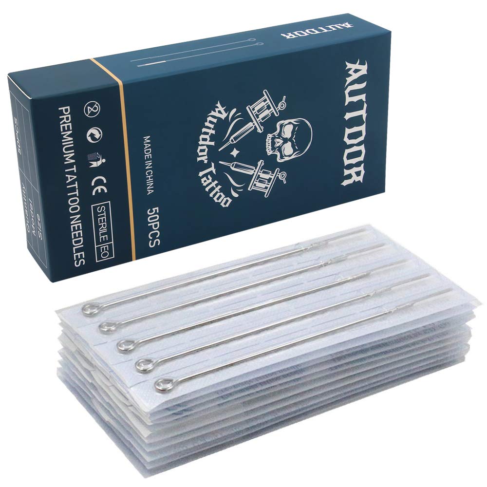 Tattoo Needles Kit - 50PCS Mixed Tattoo Machine Needles 1RL,3RL,5RL,7RL,9RL,11RL Disposable Tattoo Gun Needles Assorted Bugpin Round Liners for Tattoo Kit and Tattoo Supplies (Mixed-RL-50pcs)