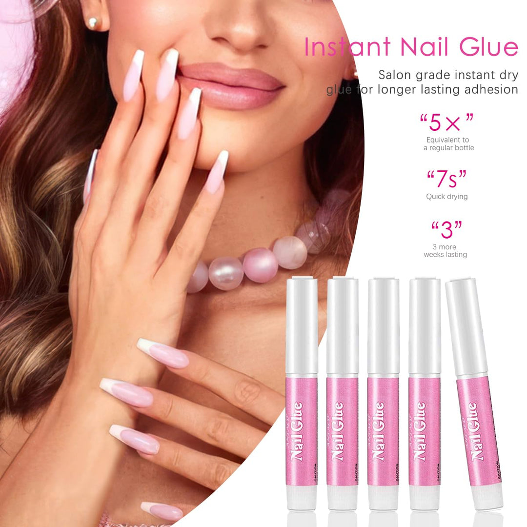 Coffin Nail Tips, 500Pcs Clear Nail Tips Ballerina False Nails Coffin Nail Tips for Acrylic Nails with Glue Files and Buffers Clipper Brush for Beginners