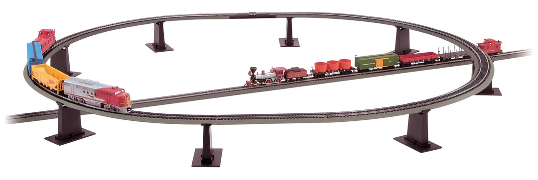 Trains - Snap-Fit E-Z TRACK 8 PC. E-Z TRACK TALL PIER SET - NICKEL SILVER Rail With Grey Roadbed - N Scale