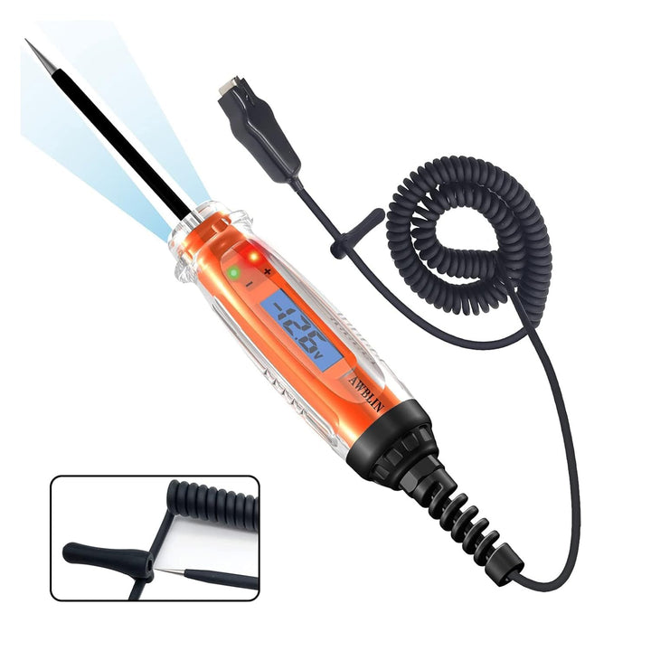 Automotive Test Light 3-72V DC Digital Light Tester with Voltmeter, Heavy Duty Auto Circuit Tester with LCD Backlight Display and LED Indication, Electric Test Pen with Illumination