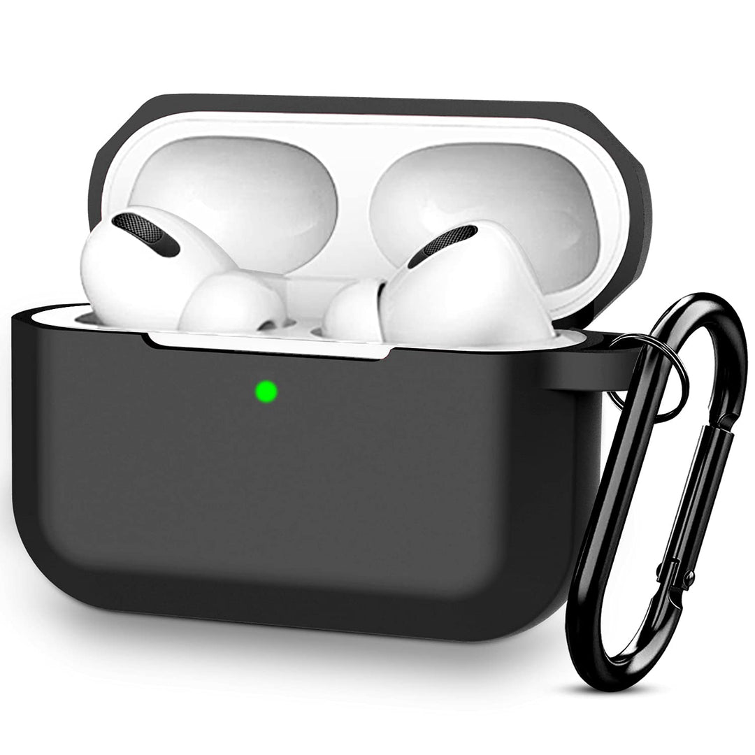 Airpods Pro Case Cover,Silicone Protective Skin Case for Apple Airpod Pro (Front LED Visible) Black