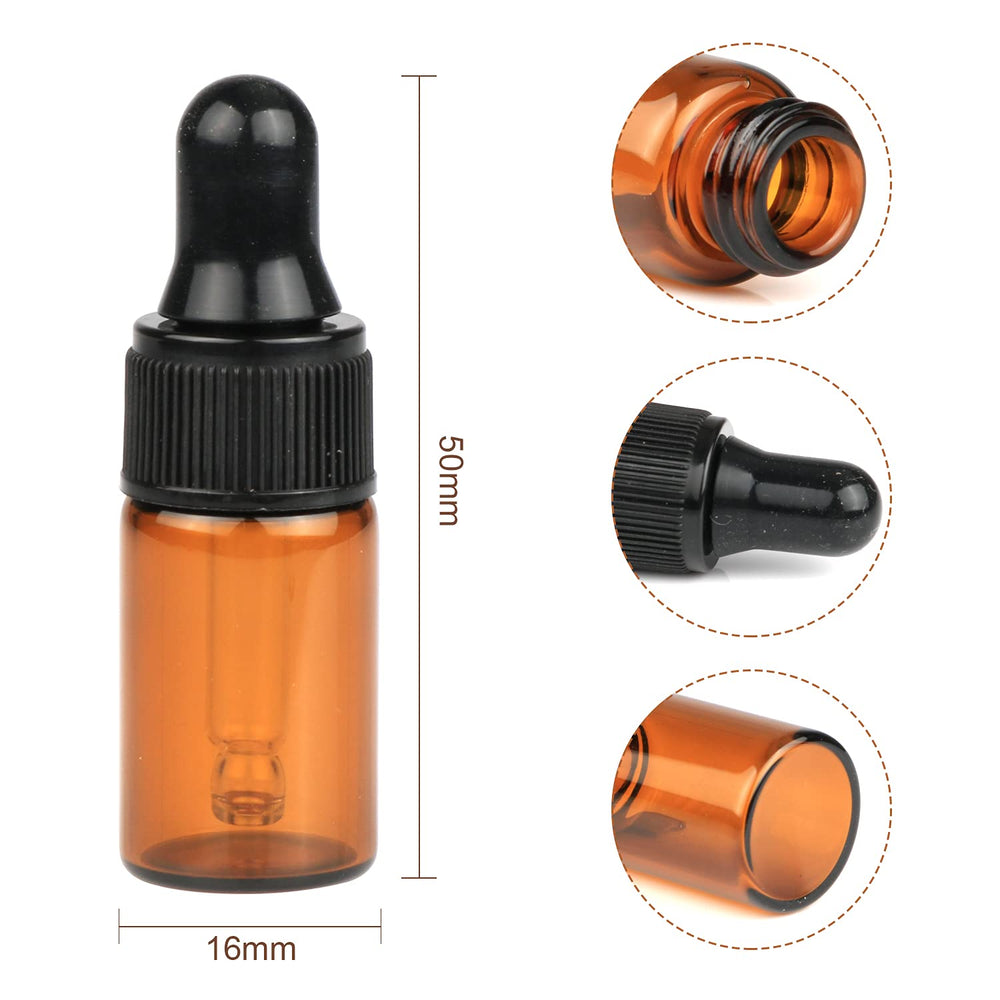 3Ml: Amber Glass Dropper Bottles 30 Pcs Mini 1Ml 2Ml 3Ml Essential Oils Dropper Bottles Refillable Perfume Fragrance Cosmetics Glass Dropper Pipette Bottles Vial Container (3Ml)
