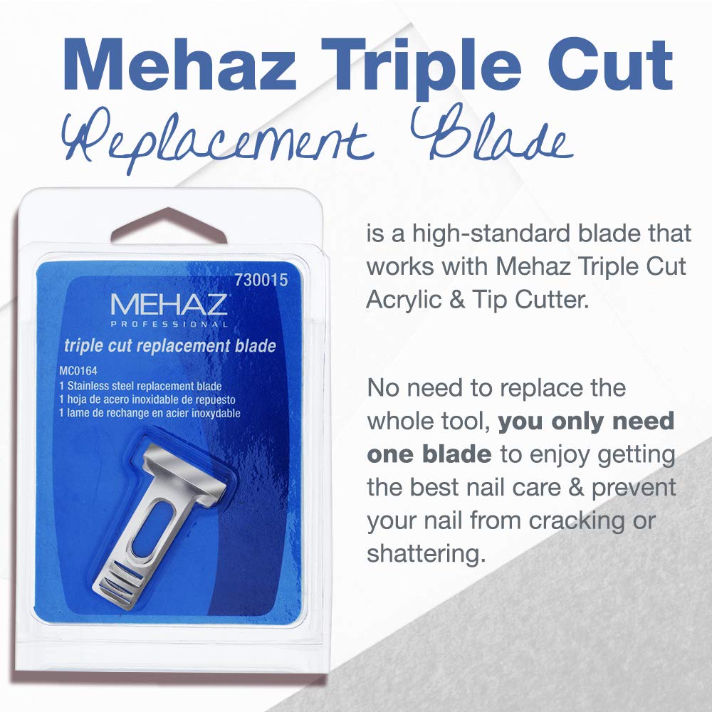 Triple Cut Acrylic & Tip Cutter Stainless Steel Replacement Blade