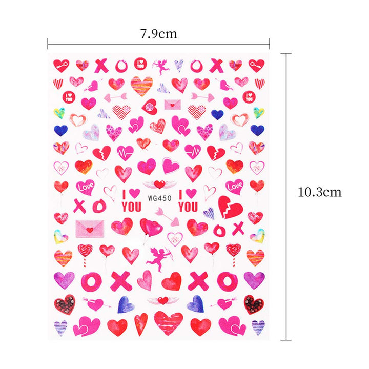 Valentine’s Day Nail Stickers 3D Self Adhesive Nail Decals 6 Sheets Valentines Nail Art Stickers for Women Heart Red Lips Nail Decals for Girls Nail Art Decorations Manicure Tips Accessories
