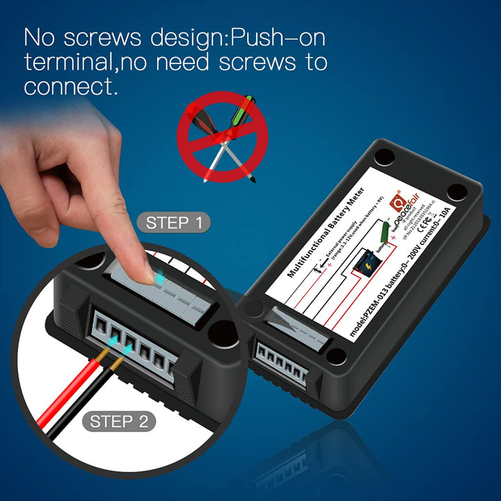 DC Multifunction Battery Monitor Meter,0-200V,0-300A (Widely Applied to 12V/24V/48V RV/Car Battery) LCD Display Digital Current Voltage Solar Power Meter Multimeter Ammeter Voltmeter