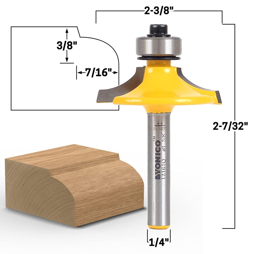 YONICO Router Bits Door and Drawer Front Edging Thumbnail Euro Style 1/4-Inch Shank 12161q