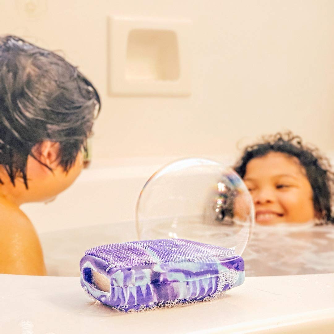 V2 the original Silicone Soap Saving Sleeve, fits many regular sized bar soaps, satisfying exfoliation (Purple)