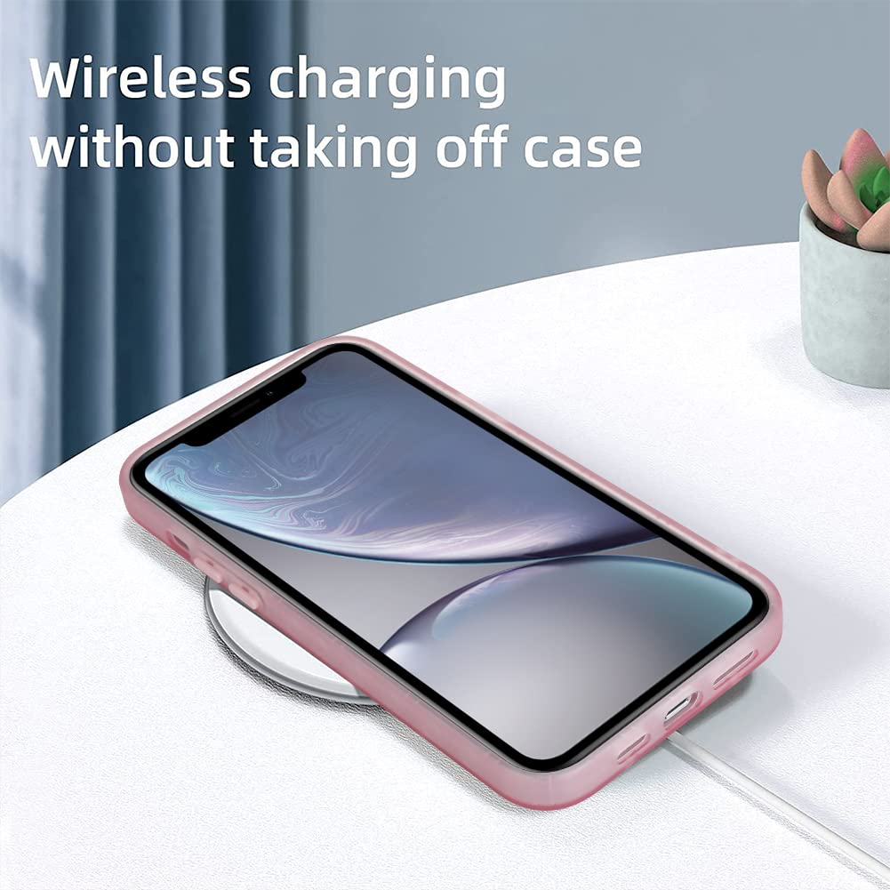 Soft Case for iPhone XR All Round Shock Absorption Protection Flexible TPU Cover with Pink Heart Design Anti-Scratch Slim iPhone XR Case for Women Girls - Pink