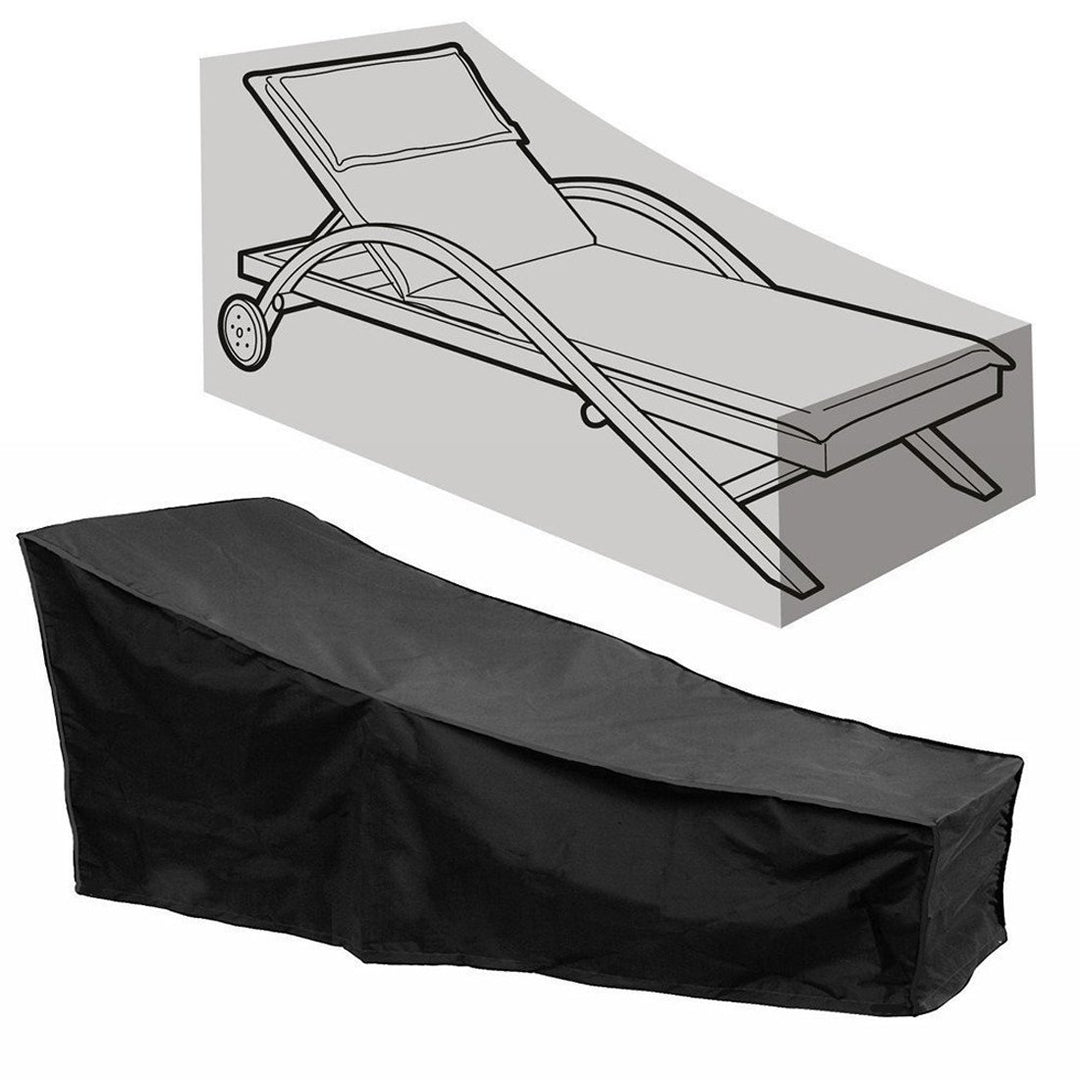 Sun Lounger Cover Waterproof Sunbed Cover Outdoor Garden Patio Furniture with a Storage Bag,Black,208x76x41/79cm