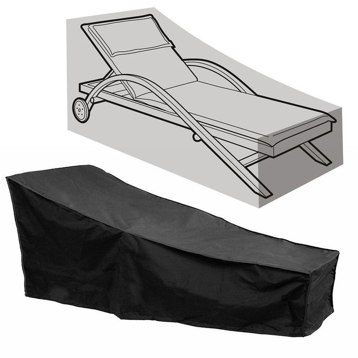 Sun Lounger Cover Waterproof Sunbed Cover Outdoor Garden Patio Furniture with a Storage Bag,Black,208x76x41/79cm