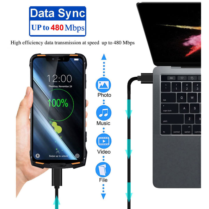 2Pcs 3FT 12mm Long Tip Micro USB Cable Compatible with Blackview BV4000 BV4900 BV5500 Pro/Plus BV5800 BV6000 BV6000s /Oukitel WP12 WP8 Pro, WP6/Doogee/Ulefone Armor X7 Pro X6 X5 Rugged Phones