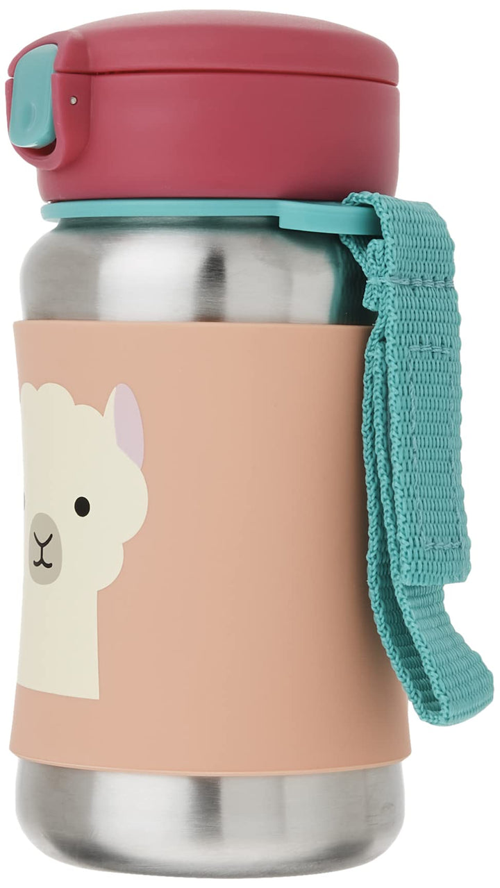 Toddler Sippy Cup with Straw, Zoo Stainless Steel Straw Bottle, Llama, 350 milliliters
