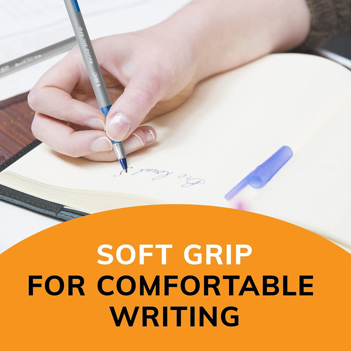 Round Stic Grip Xtra Comfort Blue Ballpoint Pens, Medium Point (1.2mm), 36-Count Pack, Excellent Writing Pens With Soft Grip for Superb Comfort and Control