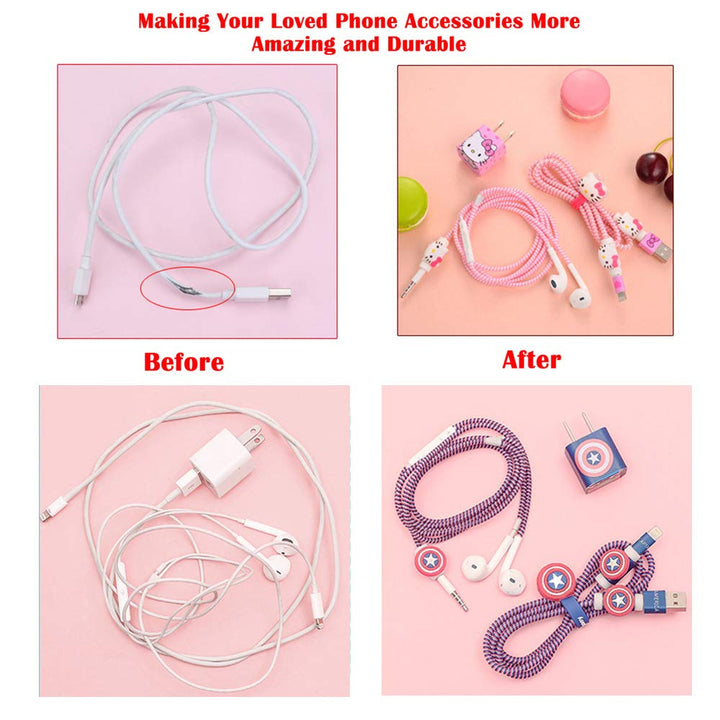 ZOEAST(TM) DIY Animal Cartoon Cable Protector ET 5W/18W/20W USB Charger Saver Charging Data Earphone Line Bite Organizor Compatible with iPhone 15 7 8 X 11 12 13 14 Pro Max USB Wire (Stitch Upgrade)