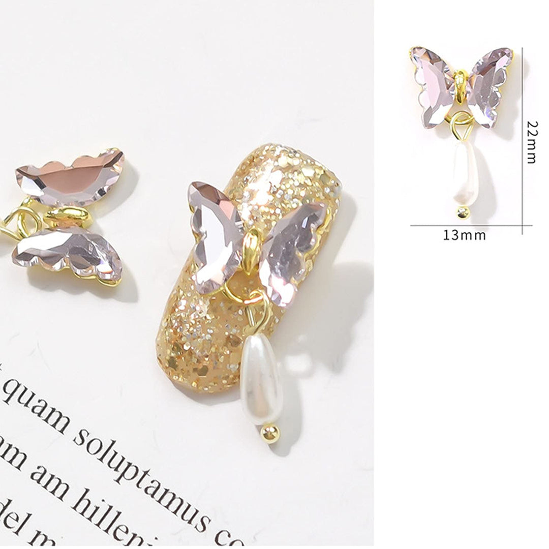 24pcs Zircon Butterflies 3D Dangle Nail Charms For Nails Women 3D Nail Charms For Nail Art Luxary Alloy Butterfly Nail Gems Crystals Butterfly Nails Designs Accessories For Acrylic Nails