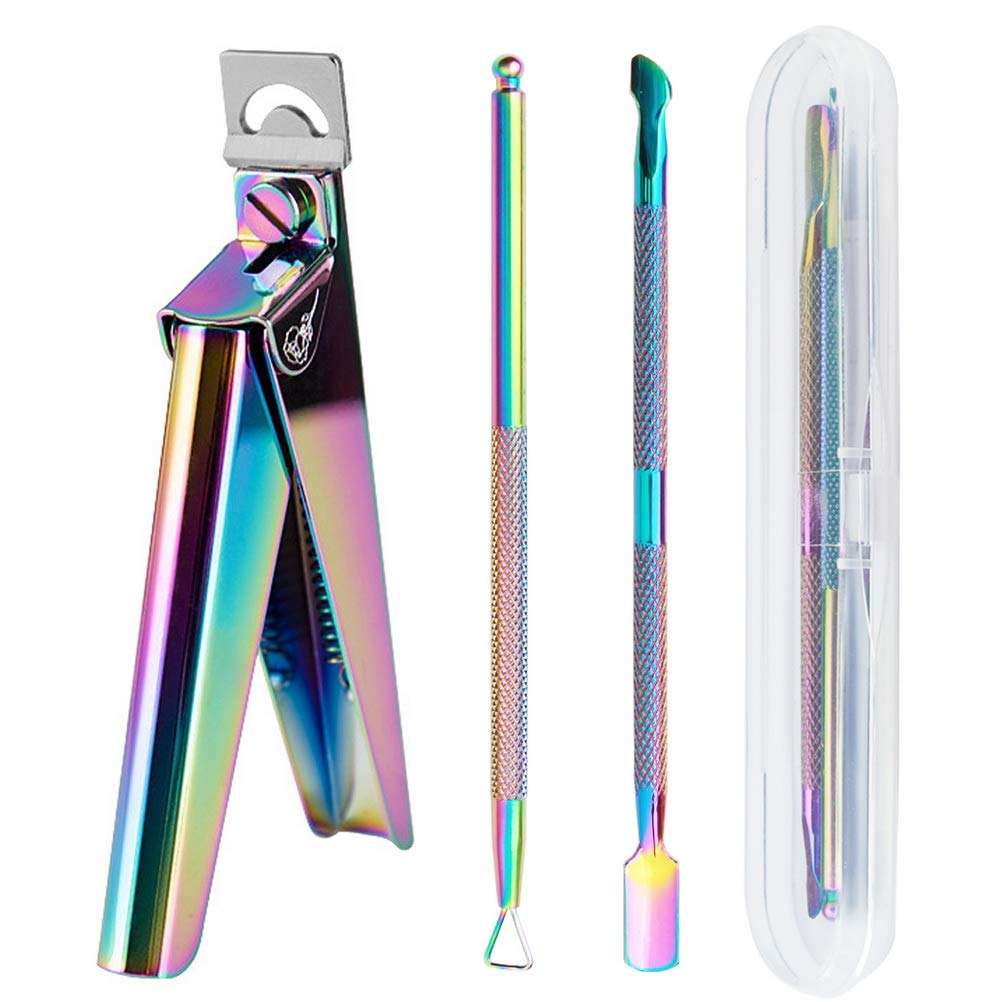 Younmi Professional Acrylic Nail Tips Clippers, Nail Tip Cutter Trimmer Nail Tools with Cuticle Pusher Scaper Peeler for Acrylic Nails Manicure Pedicure Sharp Rustproof Nail Art Tool Home DIY Use