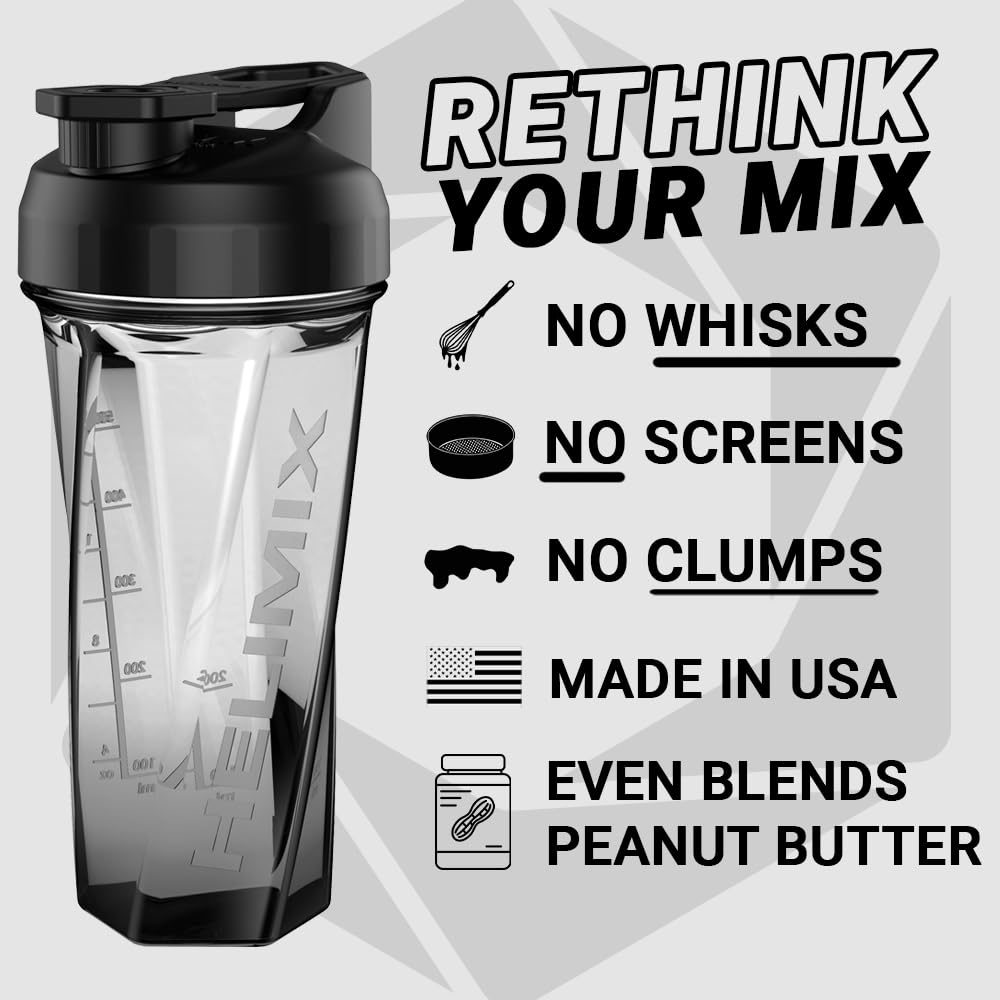 2.0 Vortex Blender Shaker Bottle Holds upto 28oz | No Blending Ball or Whisk | USA Made | Portable Pre Workout Whey Protein Drink Cup | Mixes Cocktails Smoothies Shakes | Top Rack Safe