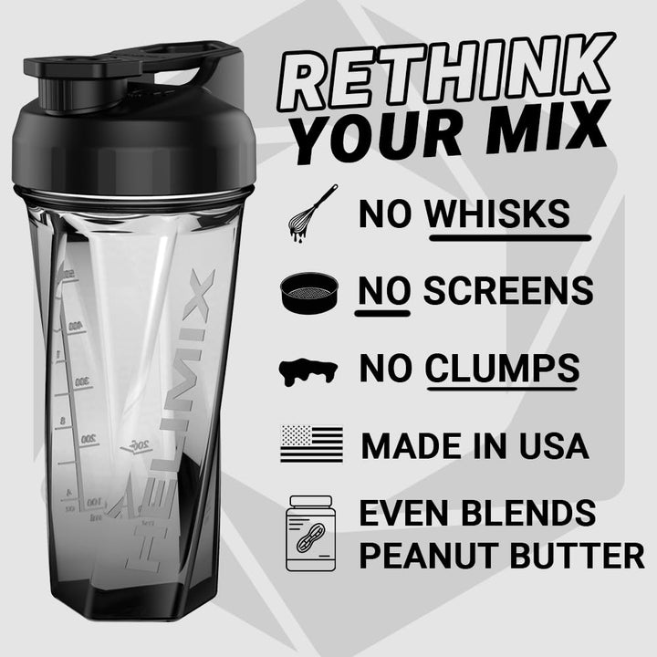 2.0 Vortex Blender Shaker Bottle Holds upto 28oz | No Blending Ball or Whisk | USA Made | Portable Pre Workout Whey Protein Drink Cup | Mixes Cocktails Smoothies Shakes | Top Rack Safe