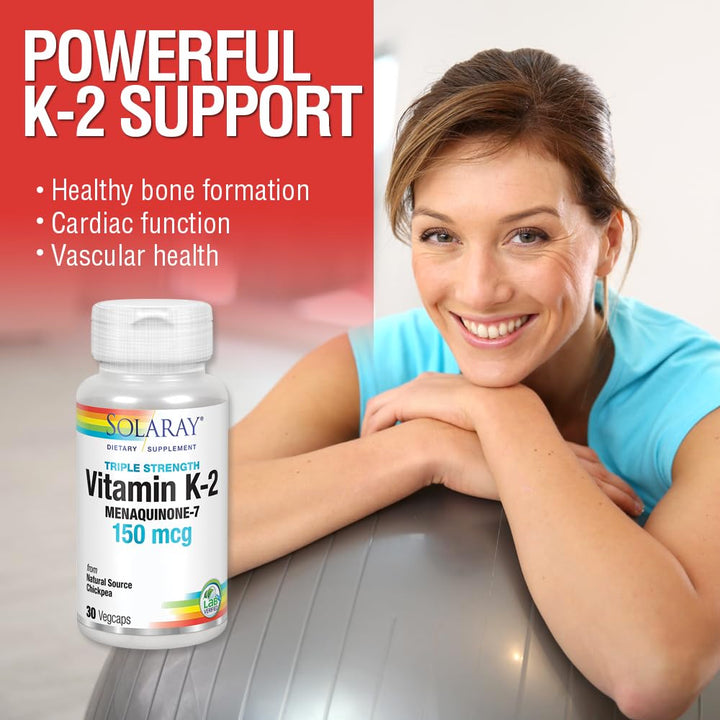 Triple Strength Vitamin K-2 as MK-7, 150 mcg | Heart & Bone Health, Vascular Function Support | 30ct