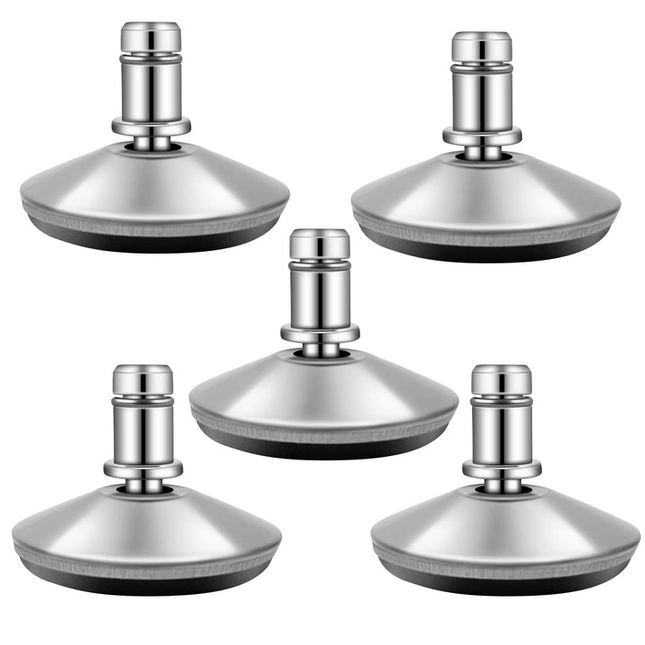 Bell Glides Replacement Office Chair Swivel Caster Wheels to Fixed Stationary Castors,Adjustable Castor Low Profile Stool with Separate Self Adhesive Felt Pads Black 5pcs Silver