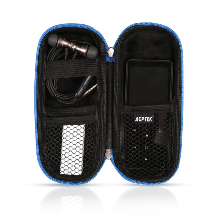 Carrying Case, EVA Zipper Carrying Hard Case Cover for Digital Voice Recorders, MP3 Players, USB Cable, Earphones-Bose QC20, Memory Cards, U Disk, Blue