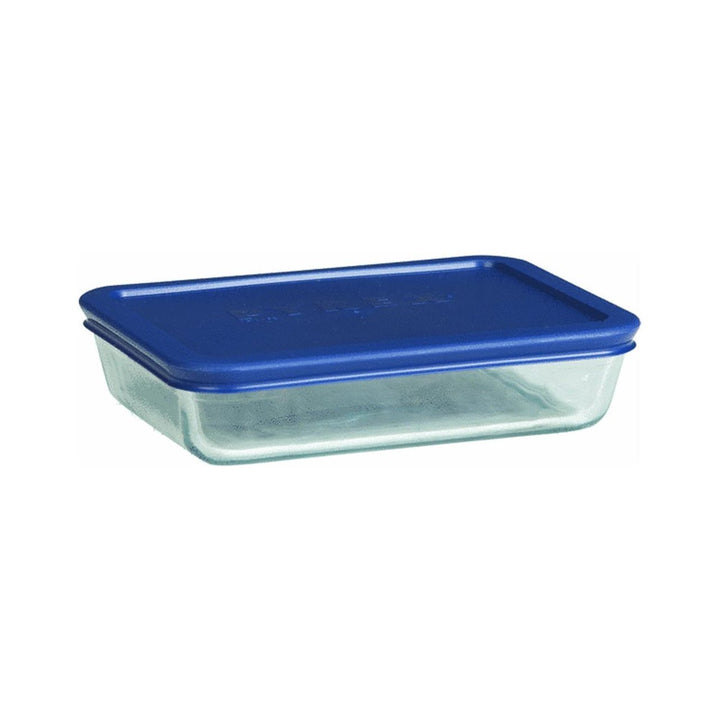 3-Cup Single Rectangular Food Storage Container with BPA-Free Lid, Non-Toxic, Tempered Non-Pourous Glass, Microwave, Dishwasher, Freezer and Oven Safe, Blue