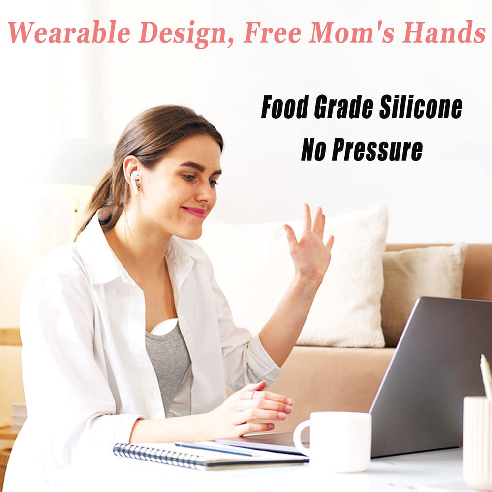 Wearable Breast Pump, Portable Hands-Free Silicone Breast Pump with 2 Mode & 9 Levels, All-in-One Painless Breastfeeding Breast Pump, 24mm Flange