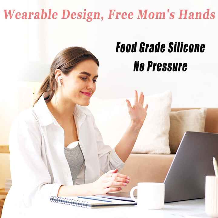 Wearable Breast Pump, Portable Hands-Free Silicone Breast Pump with 2 Mode & 9 Levels, All-in-One Painless Breastfeeding Breast Pump, 24mm Flange