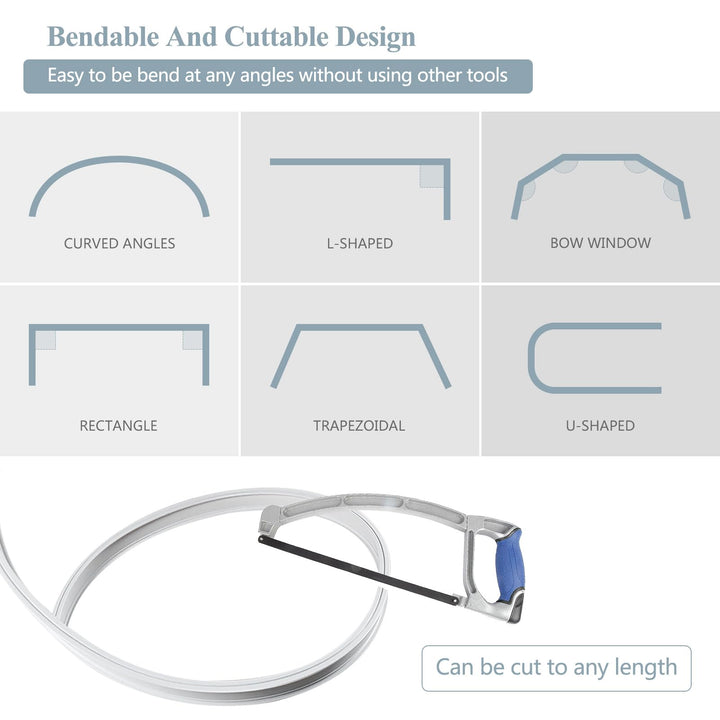 Ceiling Curtain Track, Curved Flexible Bendable Curtain Rail System, 20Ft Ceiling or Wall Mount Heavy Duty Sliding Room Divider Ceiling Track for Curtains, RV, Hospital White