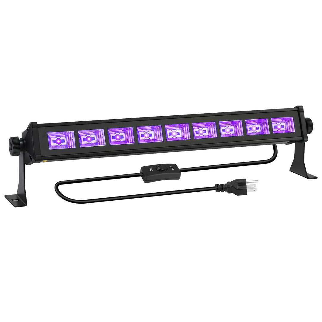 9LED Black Light, 27W LED UV Bar Glow in The Dark Party Supplies for Blacklight Party Bedroom Birthday Christmas Halloween Stage Lighting