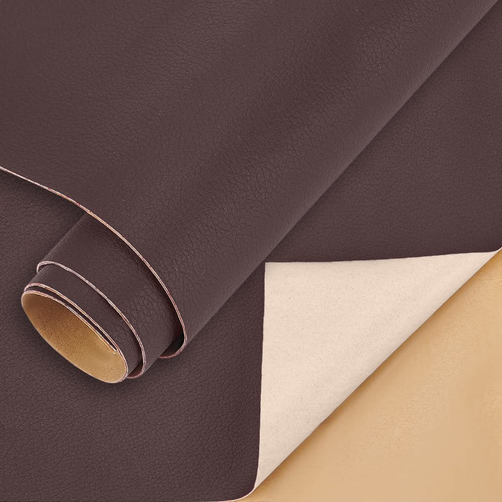 12x24 Inches Adhesive Leather Repair Patch for Sofa Couch Car Seat Furniture (Brown, 0.8mm Thick)