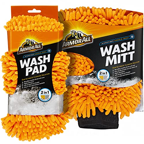 Microfiber Car Wash Mitt and Pad Set , Machine Washable, Highly Absorbent Cleaner for Dirt and Bugs