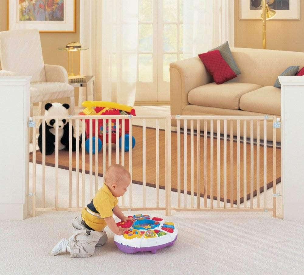 Extra Wide Swing Wooden Gate, Fits 60- 103 Wide. Hardware Mount. Extra Wide Baby Gate, Child Gates for Wide Openings. Made in USA (27 Tall, Sustainable Hardwood)