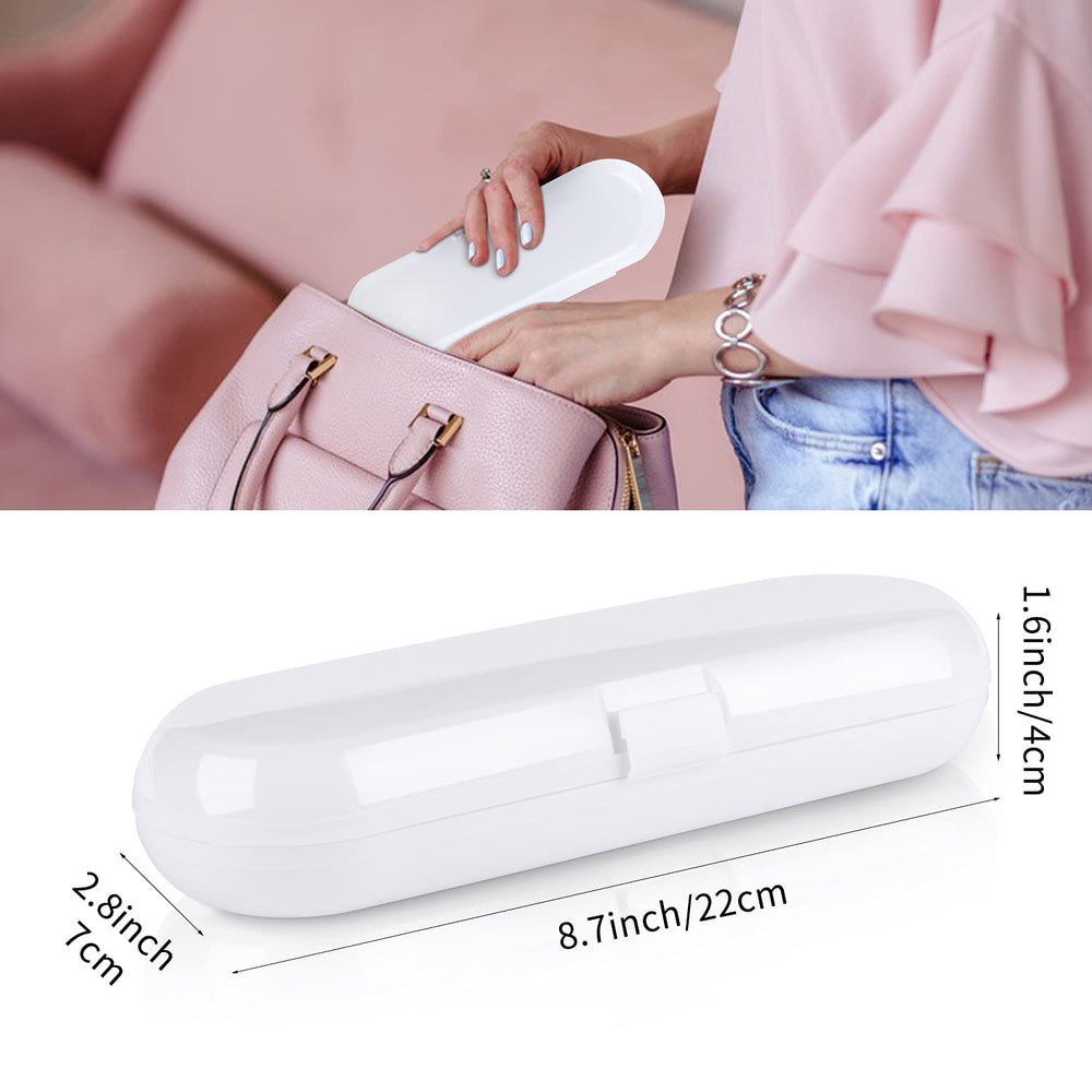 2 Pack Electric Toothbrush Travel Case for Oral-B Pro and Other Electric Toothbrush, Portable Travel Toothbrush Holder (White & Clear)