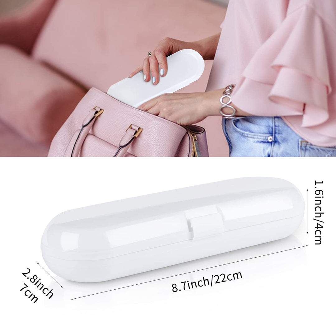 2 Pack Electric Toothbrush Travel Case for Oral-B Pro and Other Electric Toothbrush, Portable Travel Toothbrush Holder (White & Clear)