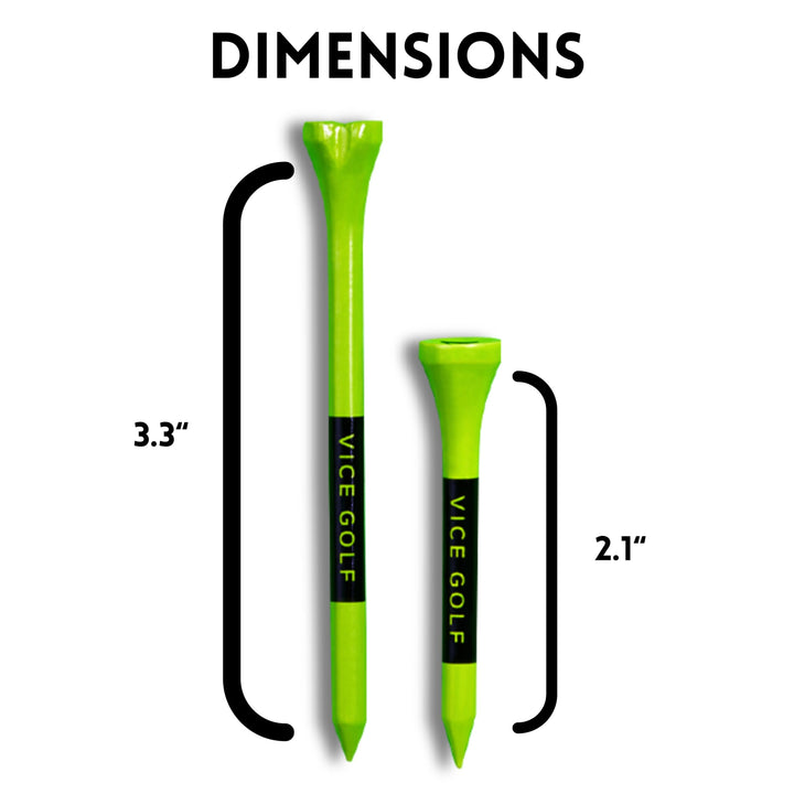Golf Tees | Neon Lime | 60 Driver Tees & 15 Short Tees