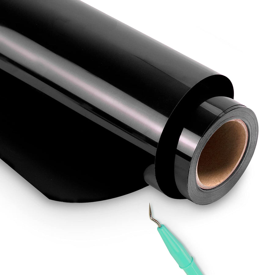 Black Heat Transfer Vinyl Roll - 12 x 25ft Black Iron on Vinyl, Clothing Heavy Duty Black HTV Vinyl, Easy to Cut & Weed