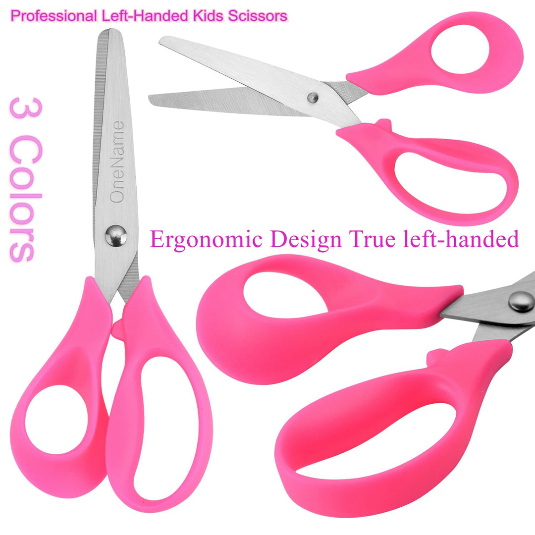 Left-Handed Kids Scissors 6 Pack 5 Inch Left hand scissors for child School Student Scissors,Stainless Steel Sharp Blade Comfort-Grip Handles Blunt Lefty Safety Scissors for Kids Scissor