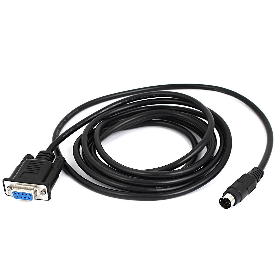 DB9 9 Pin Female to Mini Din 8 Pin Male Converter PLC Cable Cord 2.4M 8Ft