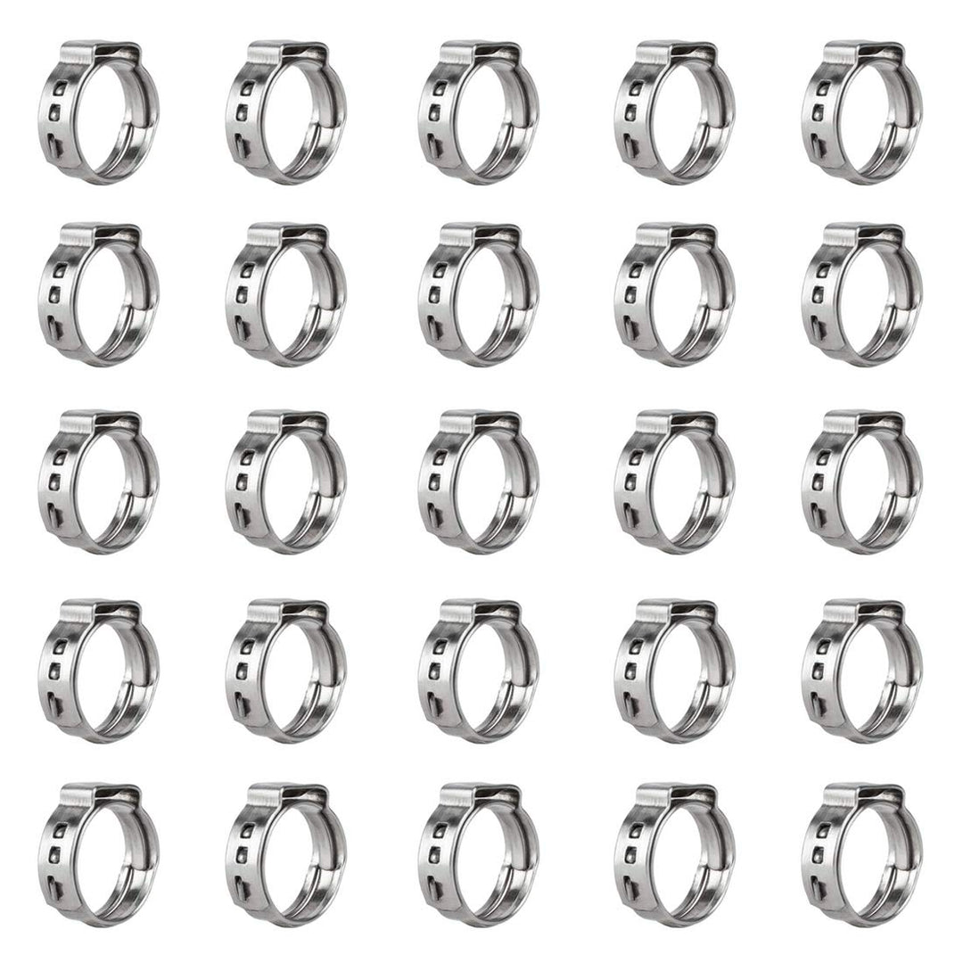 40Pcs 10.3mm-12.8mm Single Ear Hose Clamps 304 Stainless Steel PEX Cinch Clamps Stepless Cinch Crimp Rings Pinch Clamps for Pipe Fitting Connections