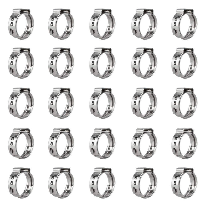 40Pcs 10.3mm-12.8mm Single Ear Hose Clamps 304 Stainless Steel PEX Cinch Clamps Stepless Cinch Crimp Rings Pinch Clamps for Pipe Fitting Connections