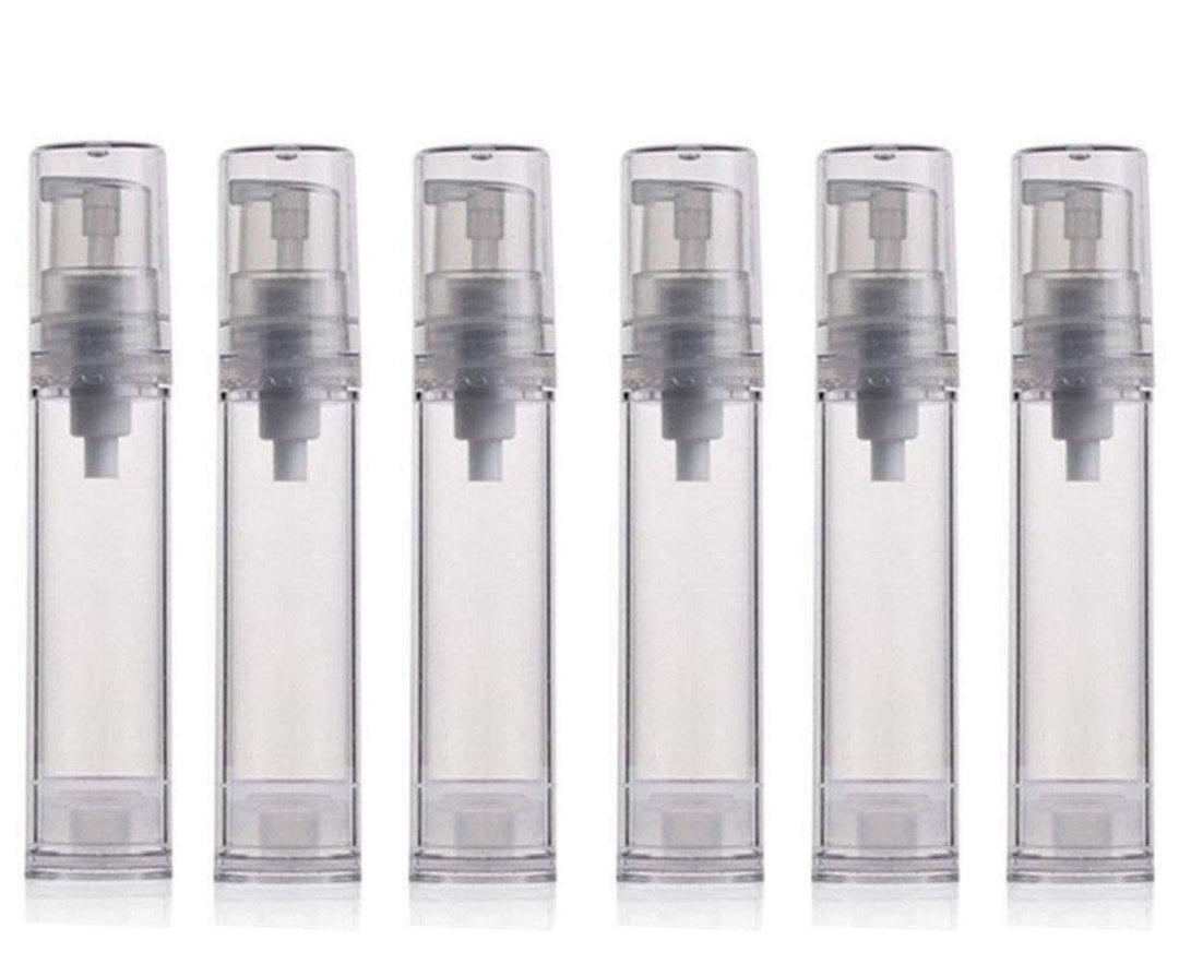 12Pcs 10Ml / 0.34Oz Transparent Small Ounce Empty Ps Plastic Airless Vacuum Pump Press Bottle Jar Pot Vial Container for Cosmetic Makeup Serums Cream Lotion Travel Toiletries Liqui