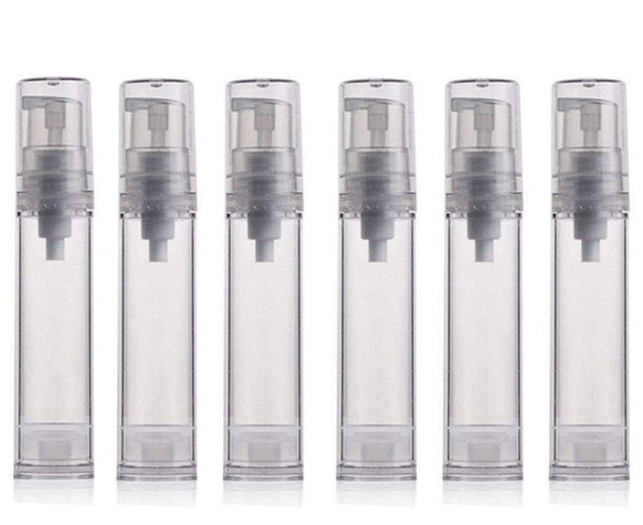 12Pcs 10Ml / 0.34Oz Transparent Small Ounce Empty Ps Plastic Airless Vacuum Pump Press Bottle Jar Pot Vial Container for Cosmetic Makeup Serums Cream Lotion Travel Toiletries Liqui