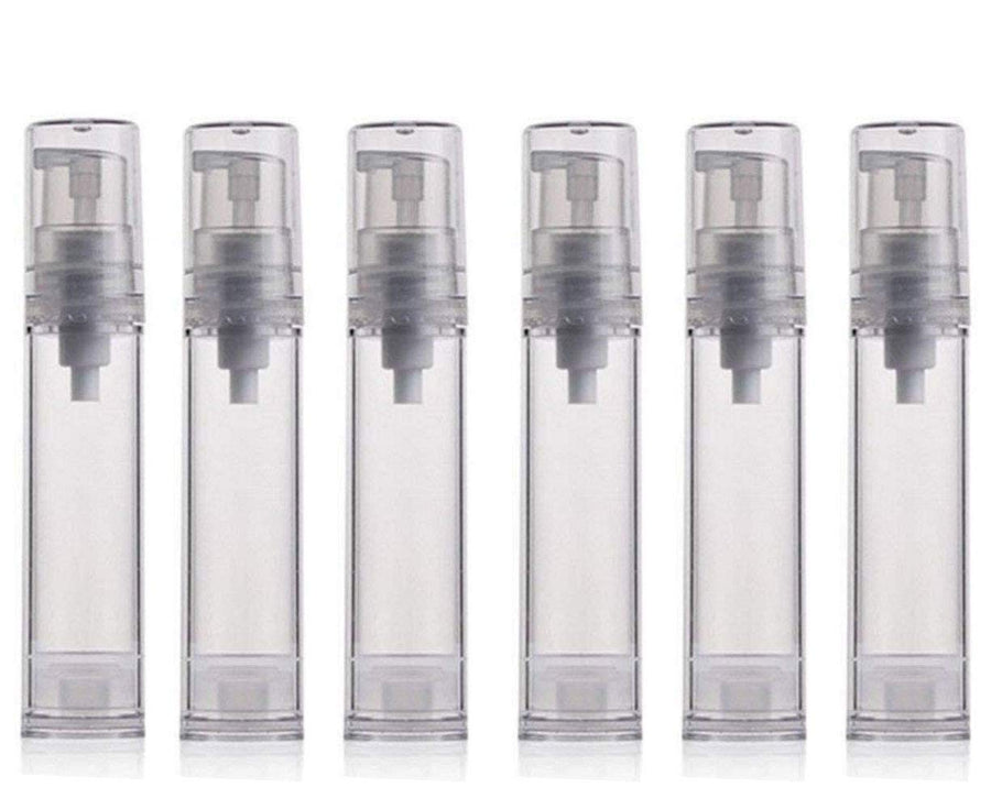 12Pcs 10Ml / 0.34Oz Transparent Small Ounce Empty Ps Plastic Airless Vacuum Pump Press Bottle Jar Pot Vial Container for Cosmetic Makeup Serums Cream Lotion Travel Toiletries Liqui