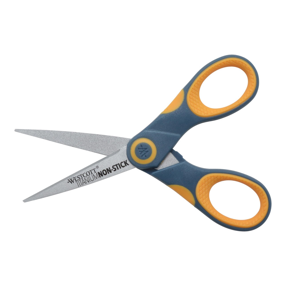 14881 5-Inch Non-Stick Titanium Scissors For Office and Home, Yellow/Gray