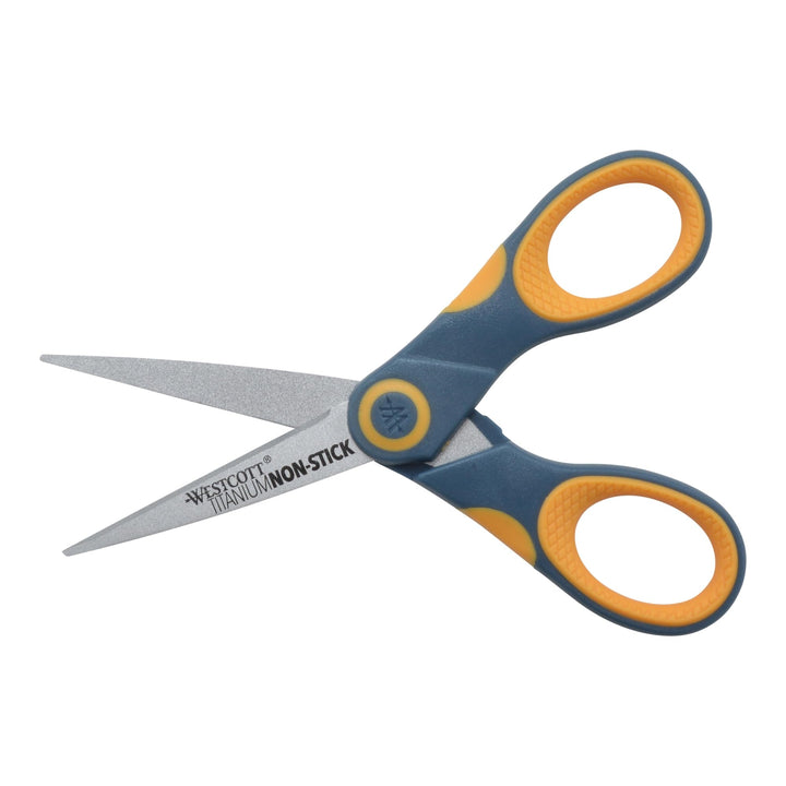 14881 5-Inch Non-Stick Titanium Scissors For Office and Home, Yellow/Gray